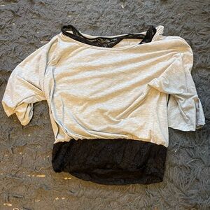 Gray and Black Lace Women's Top size medium